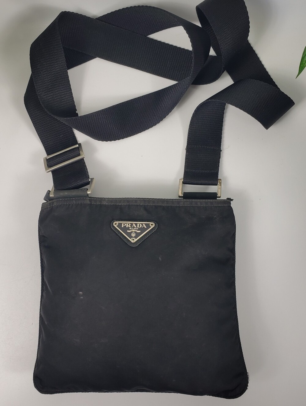 Prada Tessuto Black Nylon Crossbody Messenger- Unisex Utility Vintage Classic